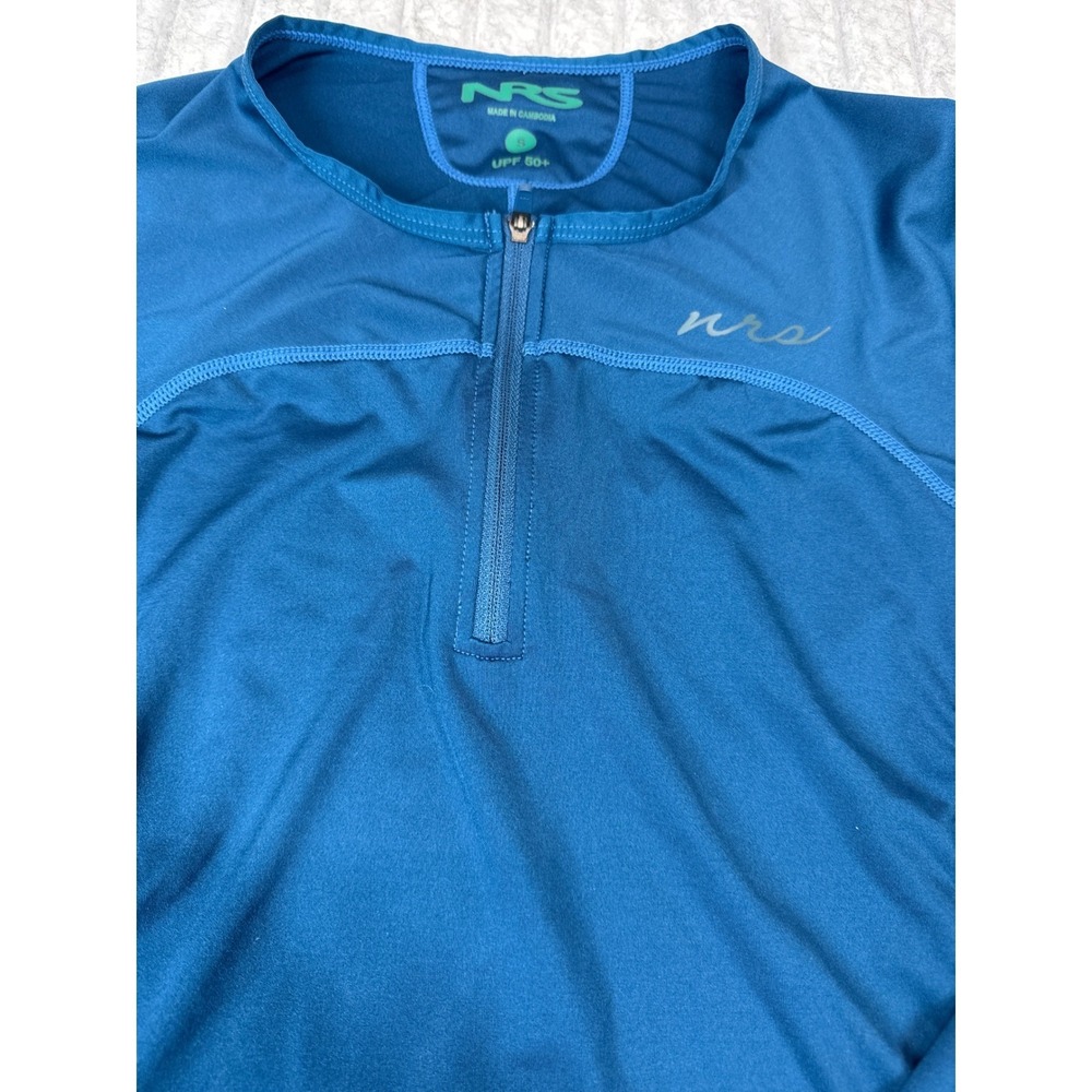 NRS‎ Womens Long Sleeve Quarter Zip UPF 50 Athletic Shirt Teal Blue Size Small